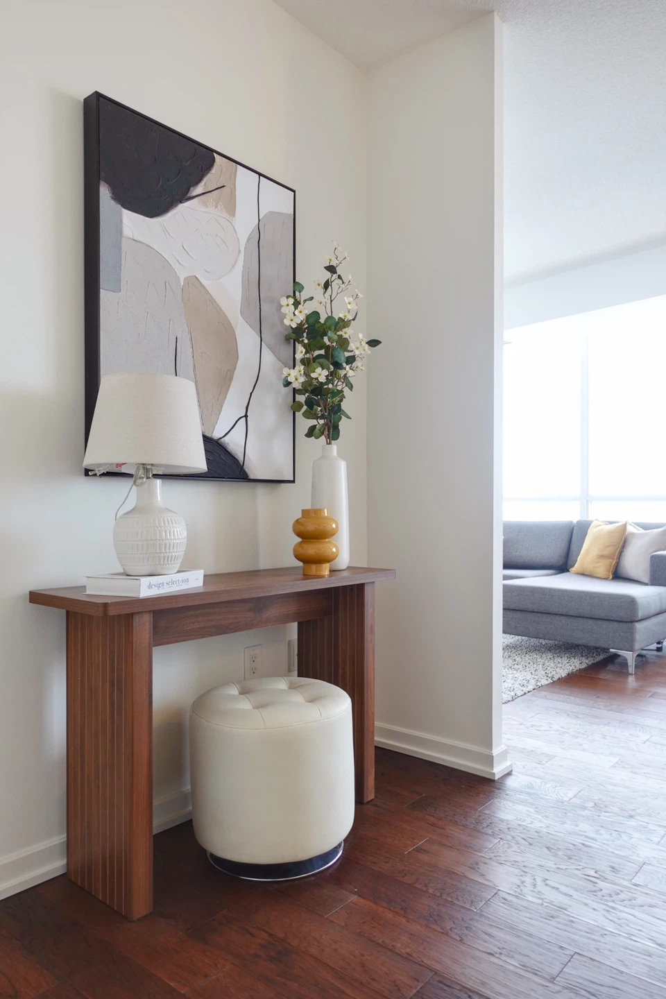 Walnut Wood Console Table Entrance Way - photo 3