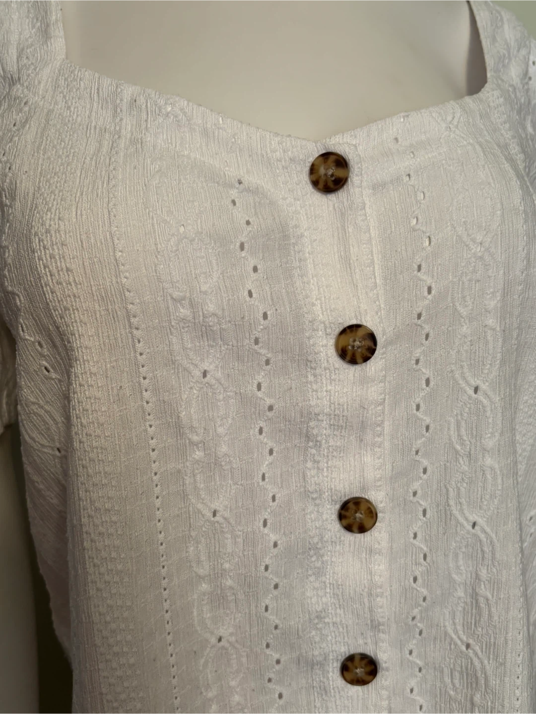 Signature by Reitmans White Eyelet Button-Up Top Size M - photo 2