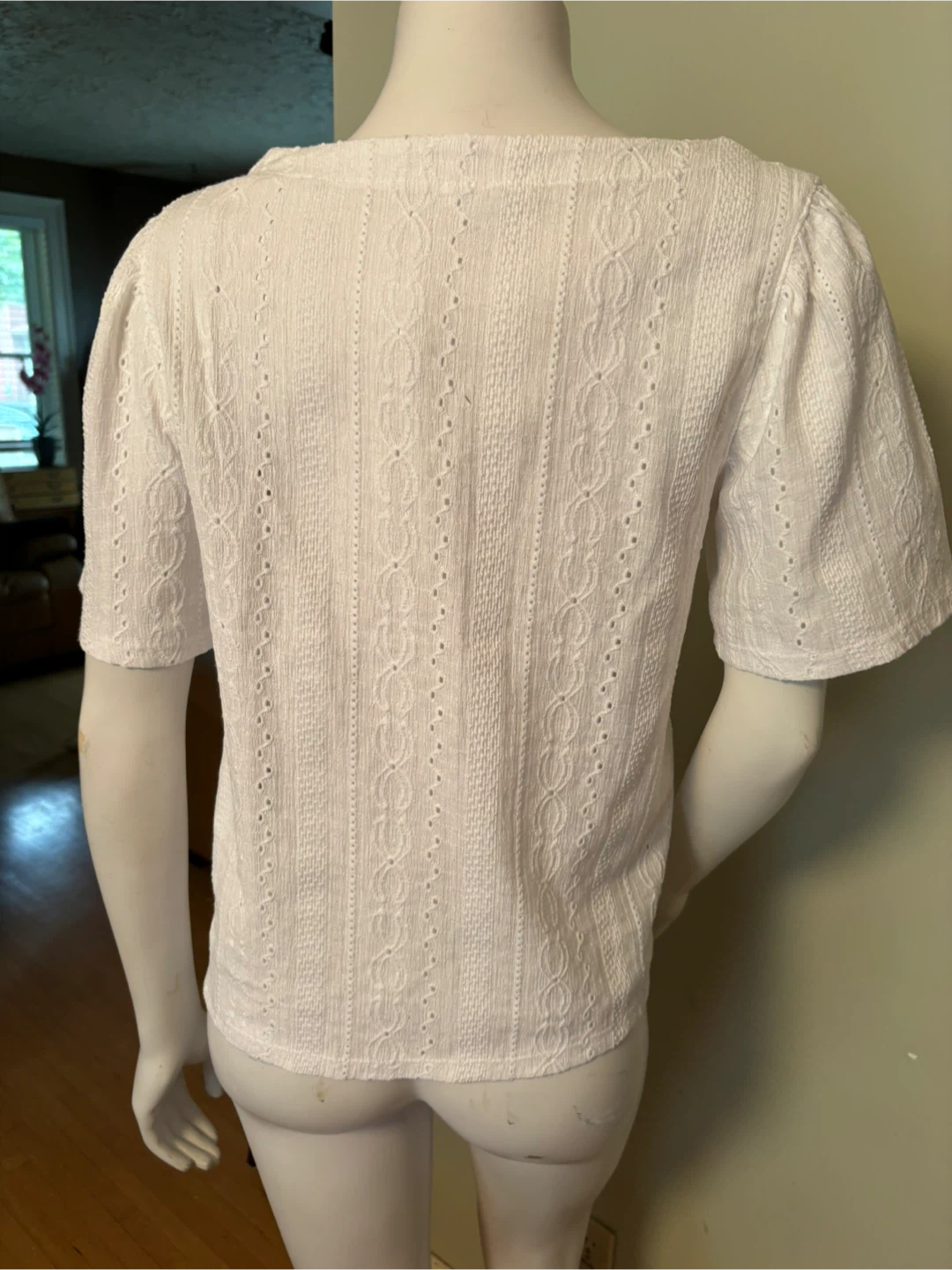 Signature by Reitmans White Eyelet Button-Up Top Size M - photo 4