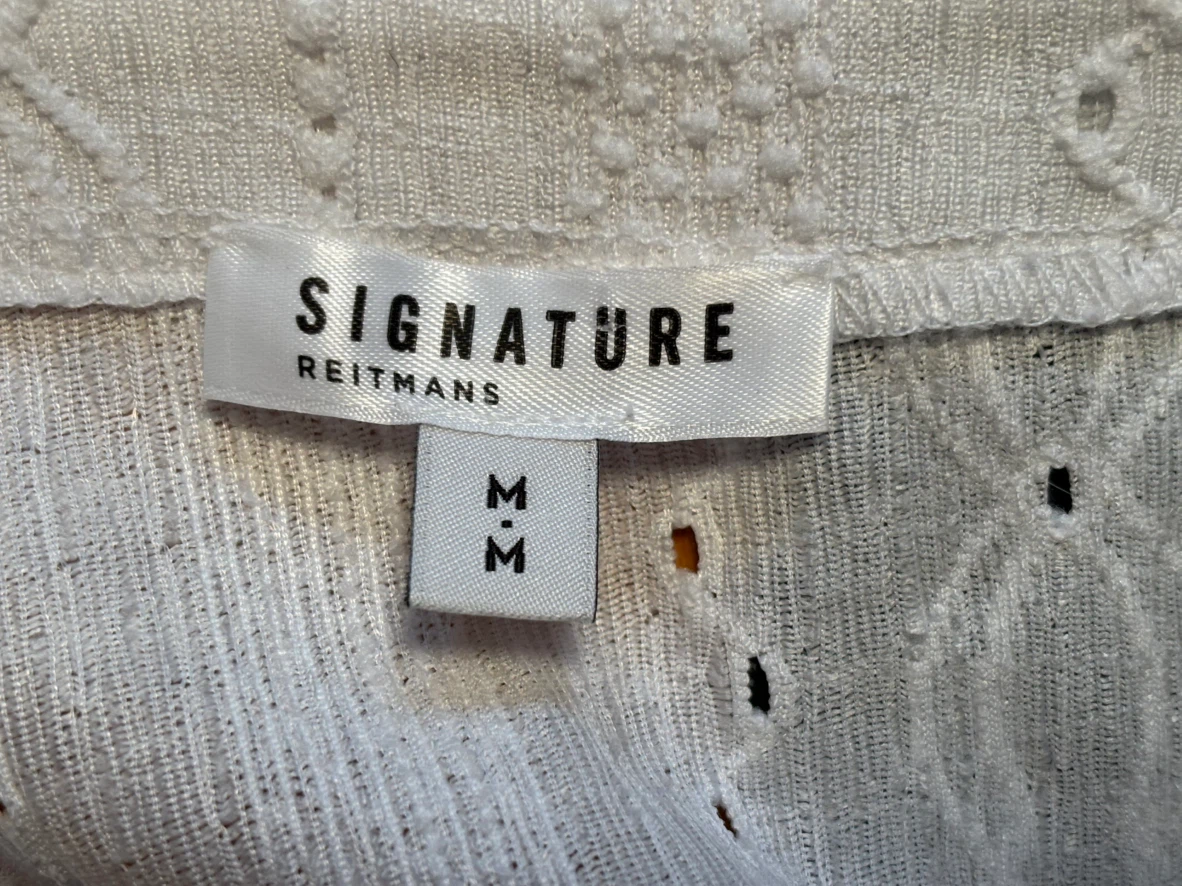 Signature by Reitmans White Eyelet Button-Up Top Size M - photo 5