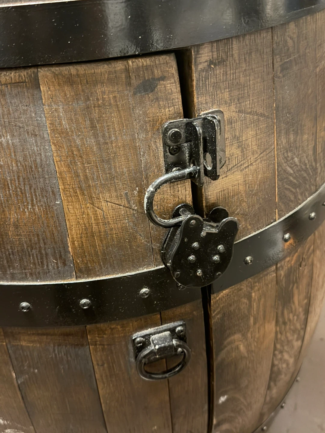Wooden Barrel Bar Cabinet with Lock - photo 2