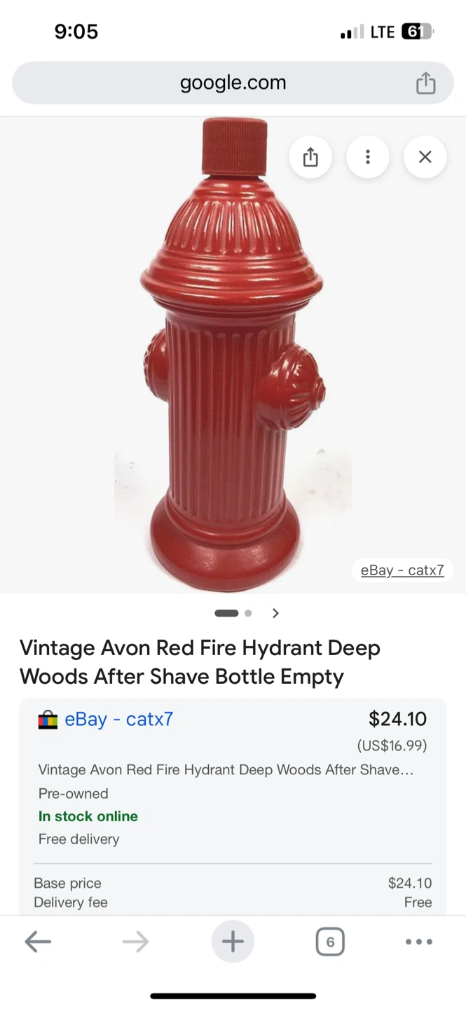 Vintage Avon Red Fire Hydrant Deep Woods After Shave Bottle