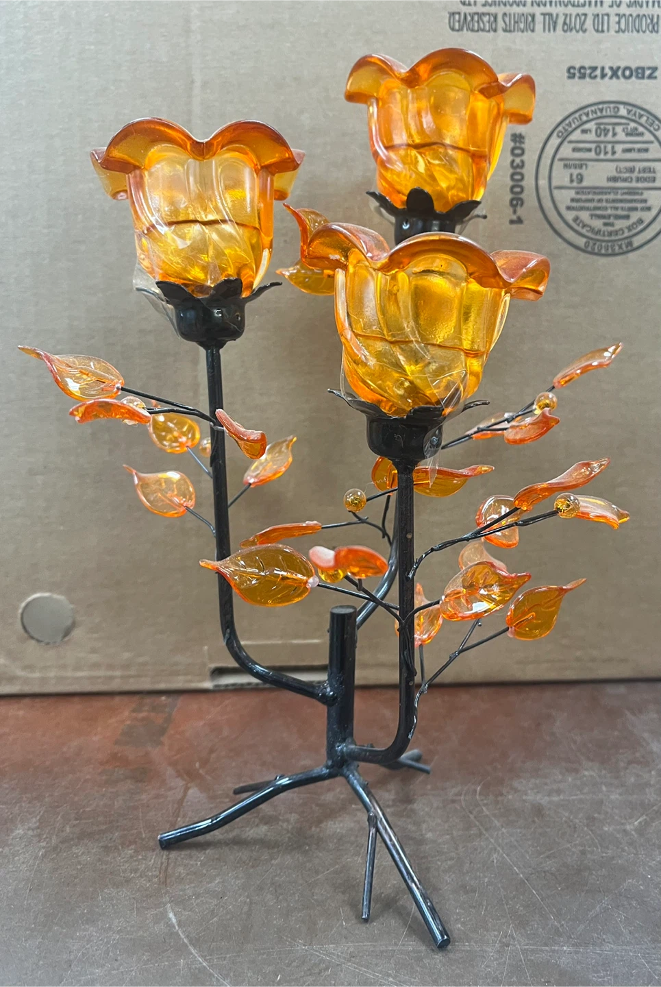 Orange Rose Candle Holder