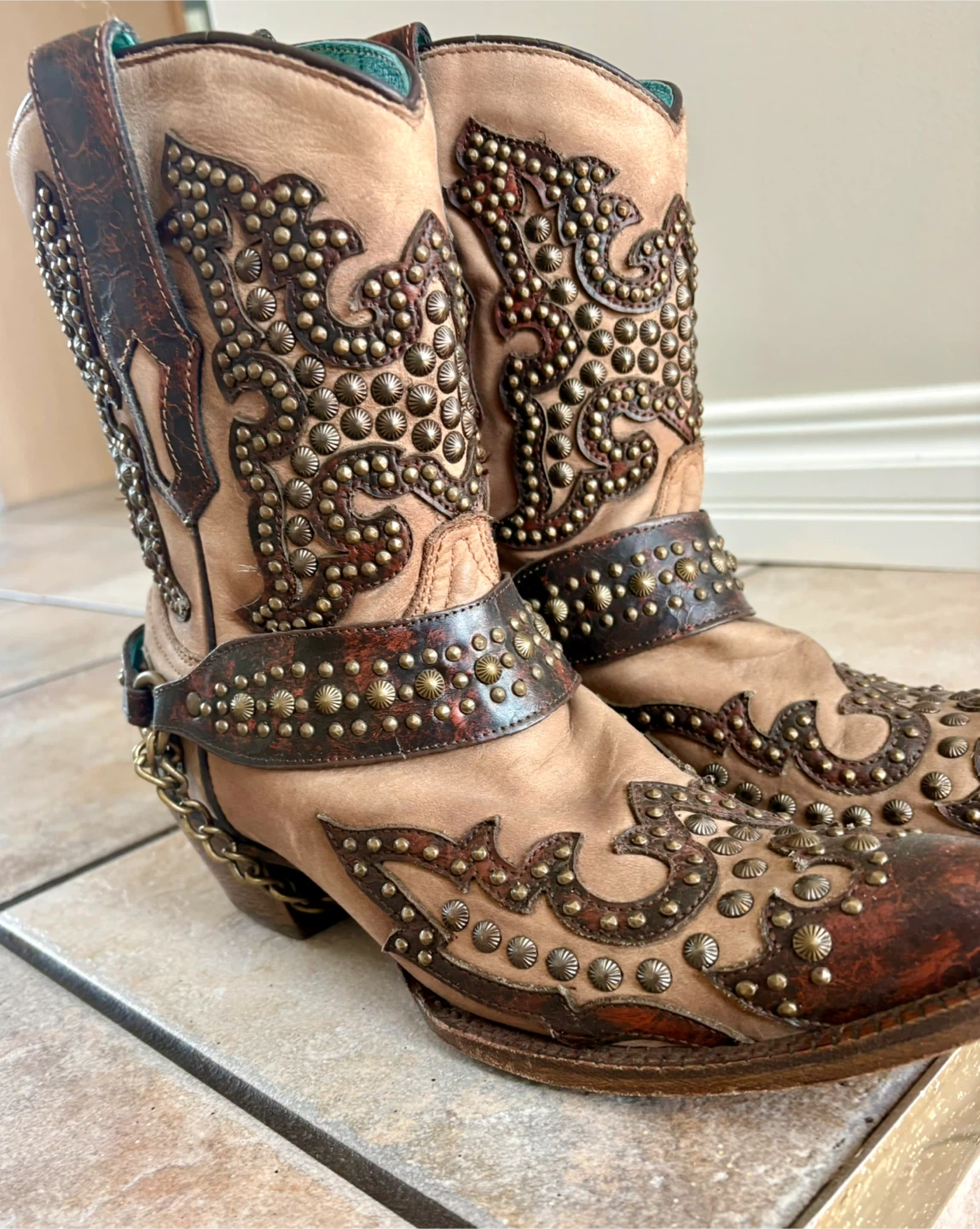 Corral Boots Studded Leather Cowboy Boots