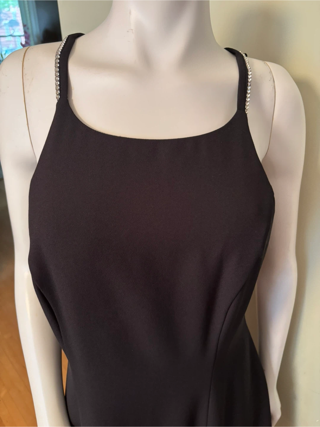 90s Black Dress with Rhinestone Straps - photo 2