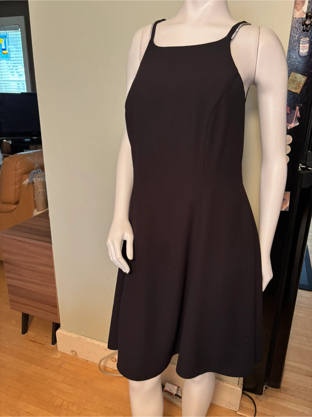 90s Black Dress with Rhinestone Straps - photo 3
