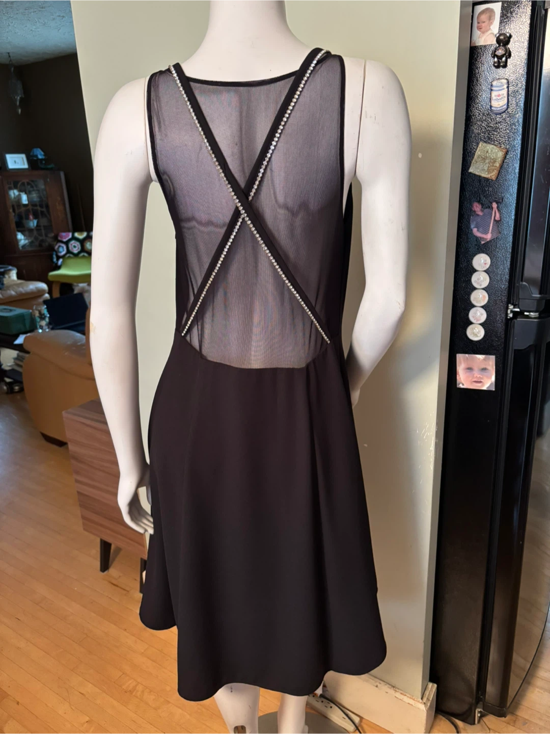 90s Black Dress with Rhinestone Straps - photo 4