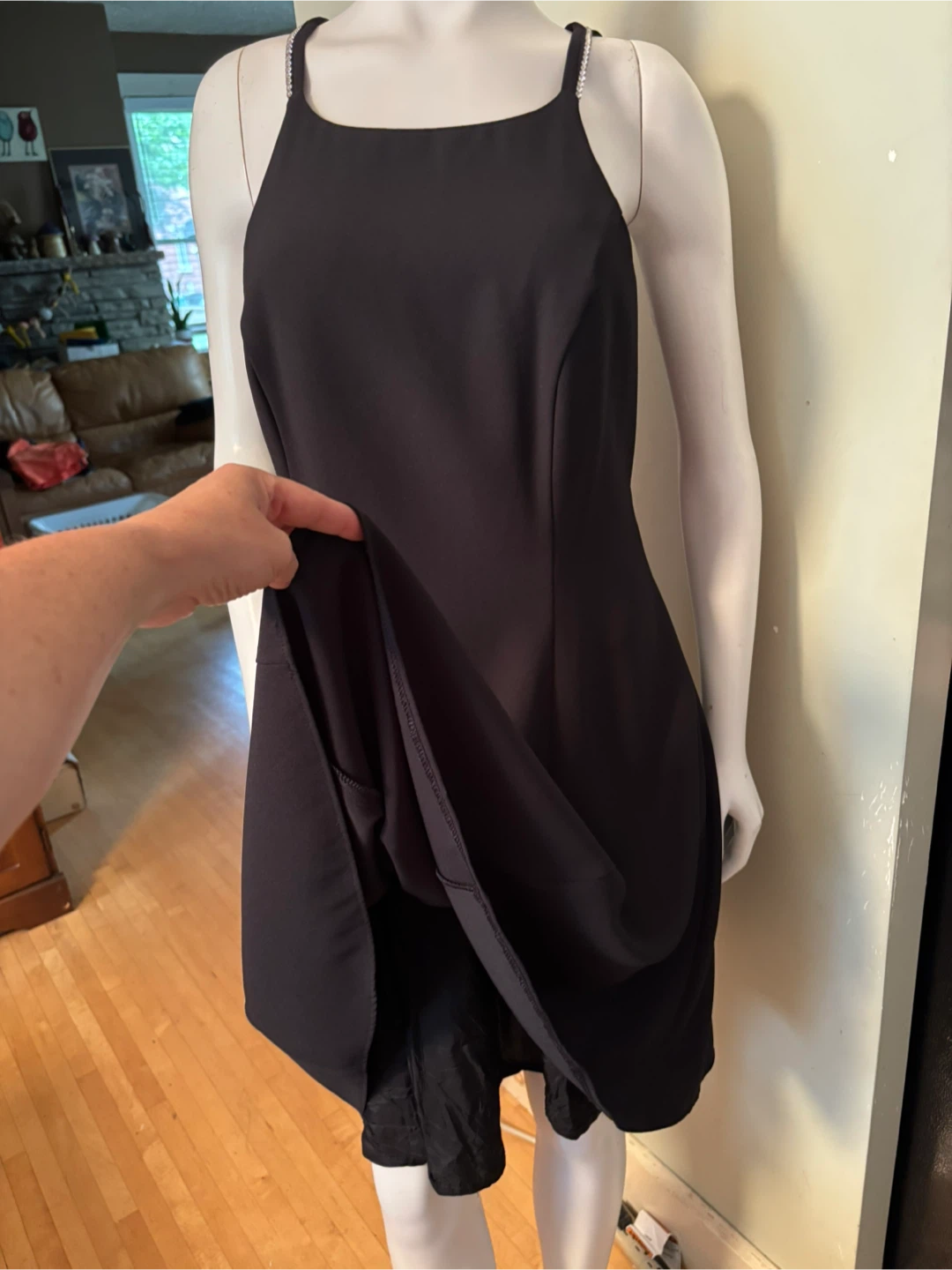 90s Black Dress with Rhinestone Straps - photo 5