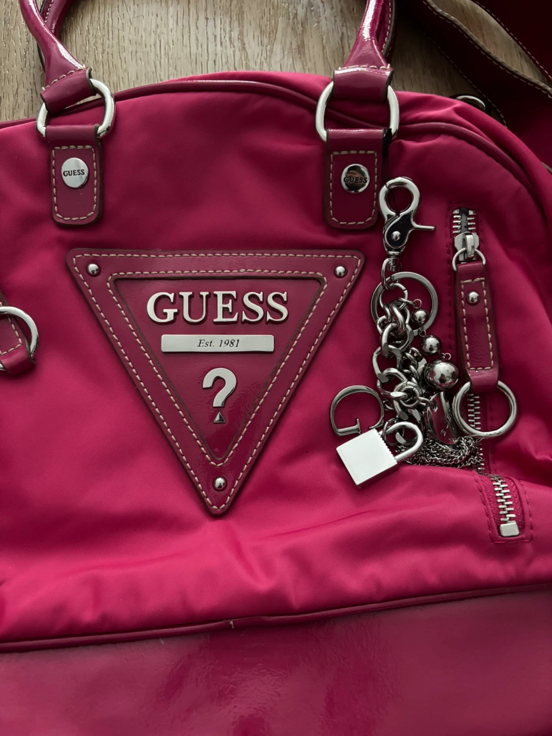 Guess Pink Nylon Satchel Bag with Shoulder Strap - photo 2