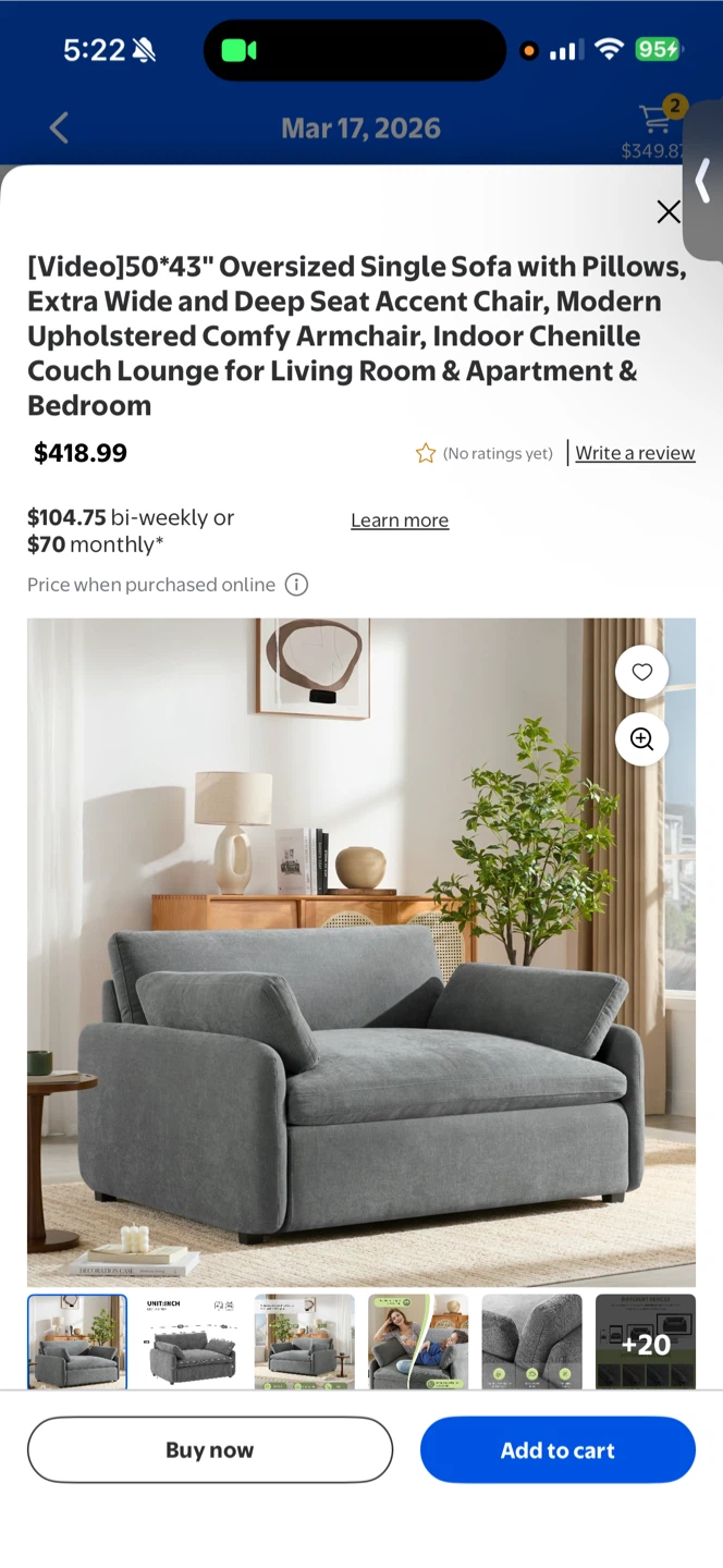 Oversized single seat couch - photo 2