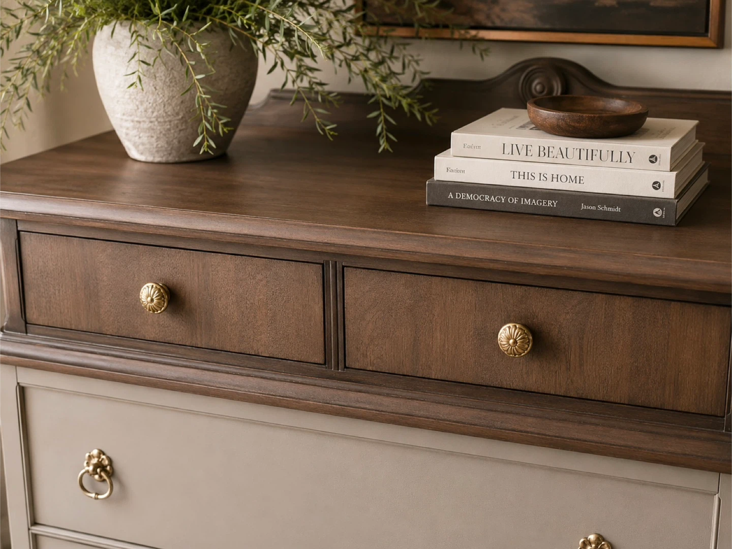 Walnut Tall Boy Dresser | Modern Organic Refinished - photo 4