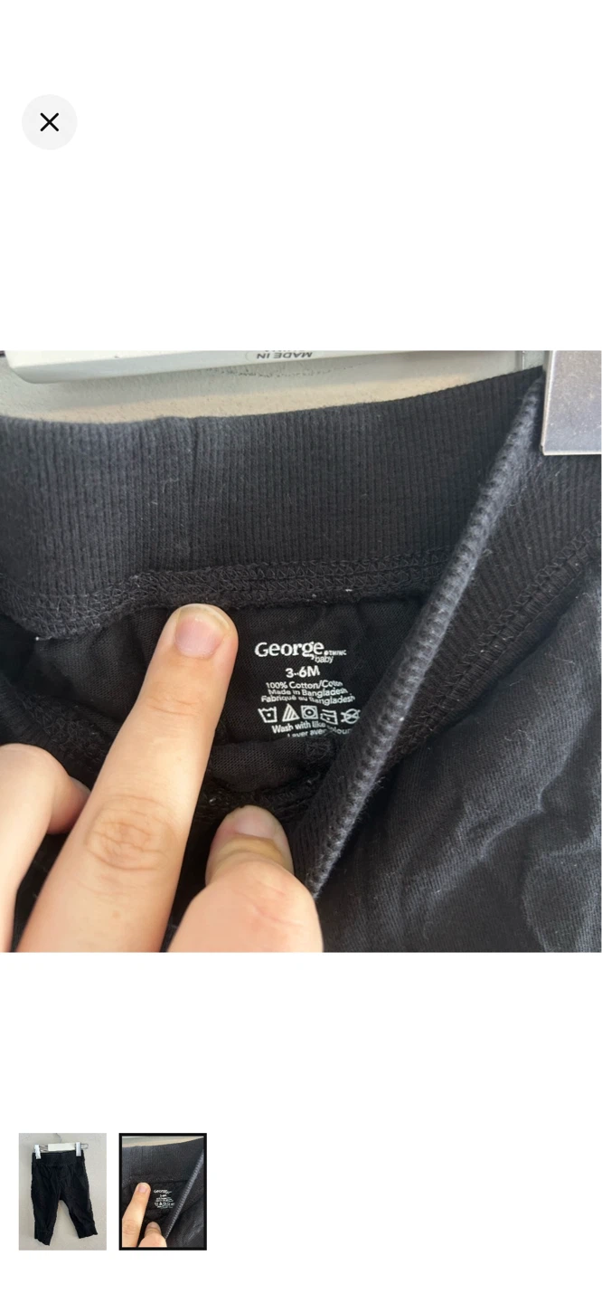 George Baby Black Joggers 3-6M - photo 2