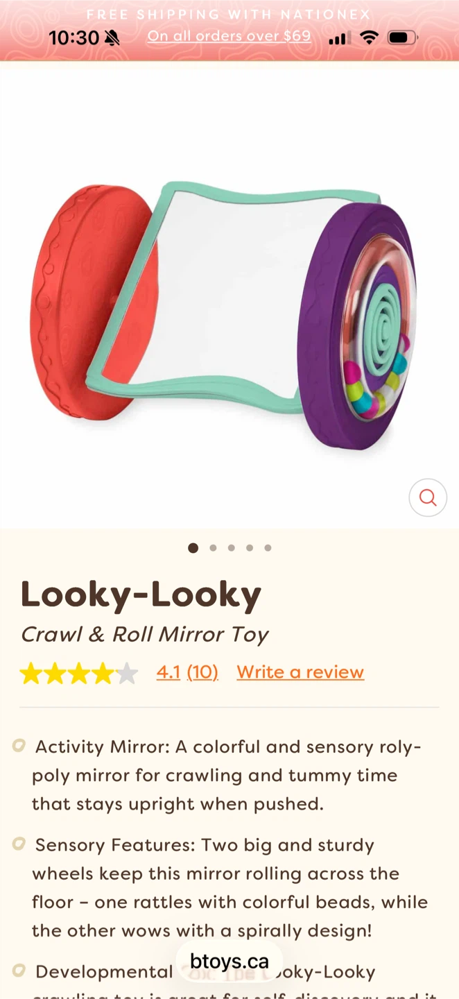 Bright Starts Looky-Looky Crawl & Roll Mirror Toy - photo 3