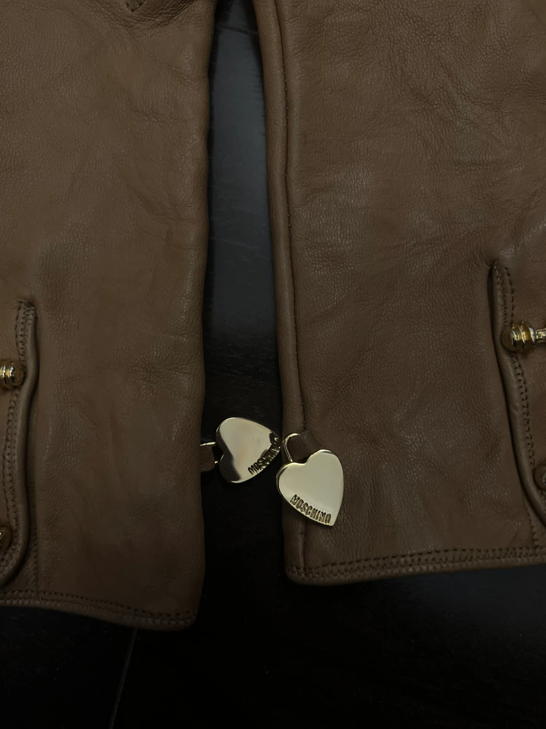 Moschino Leather Gloves with Heart Charm - photo 5