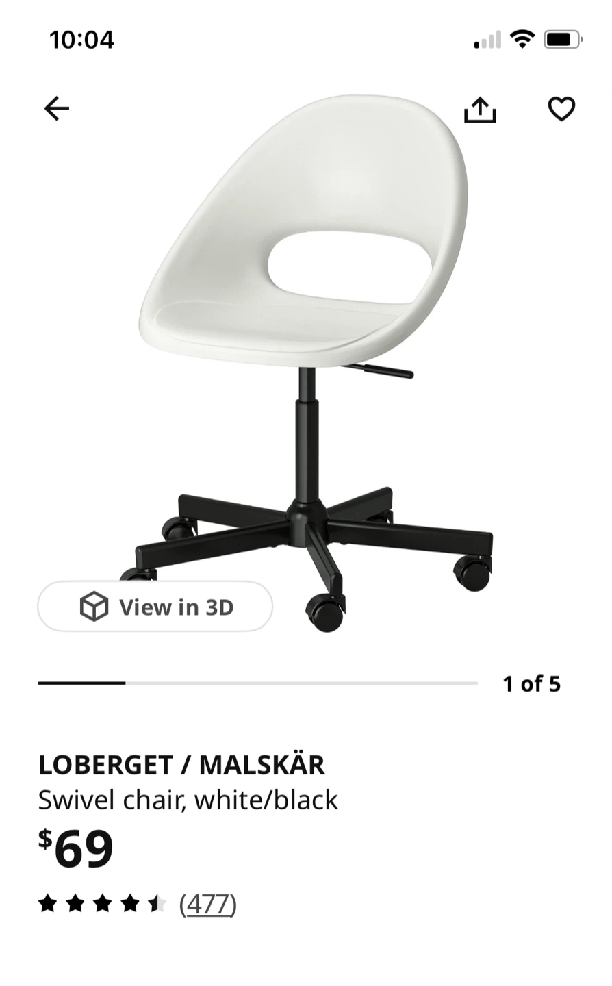 Free Pillow and IKEA LOBERGET / MALSKÄR Swivel Chair
