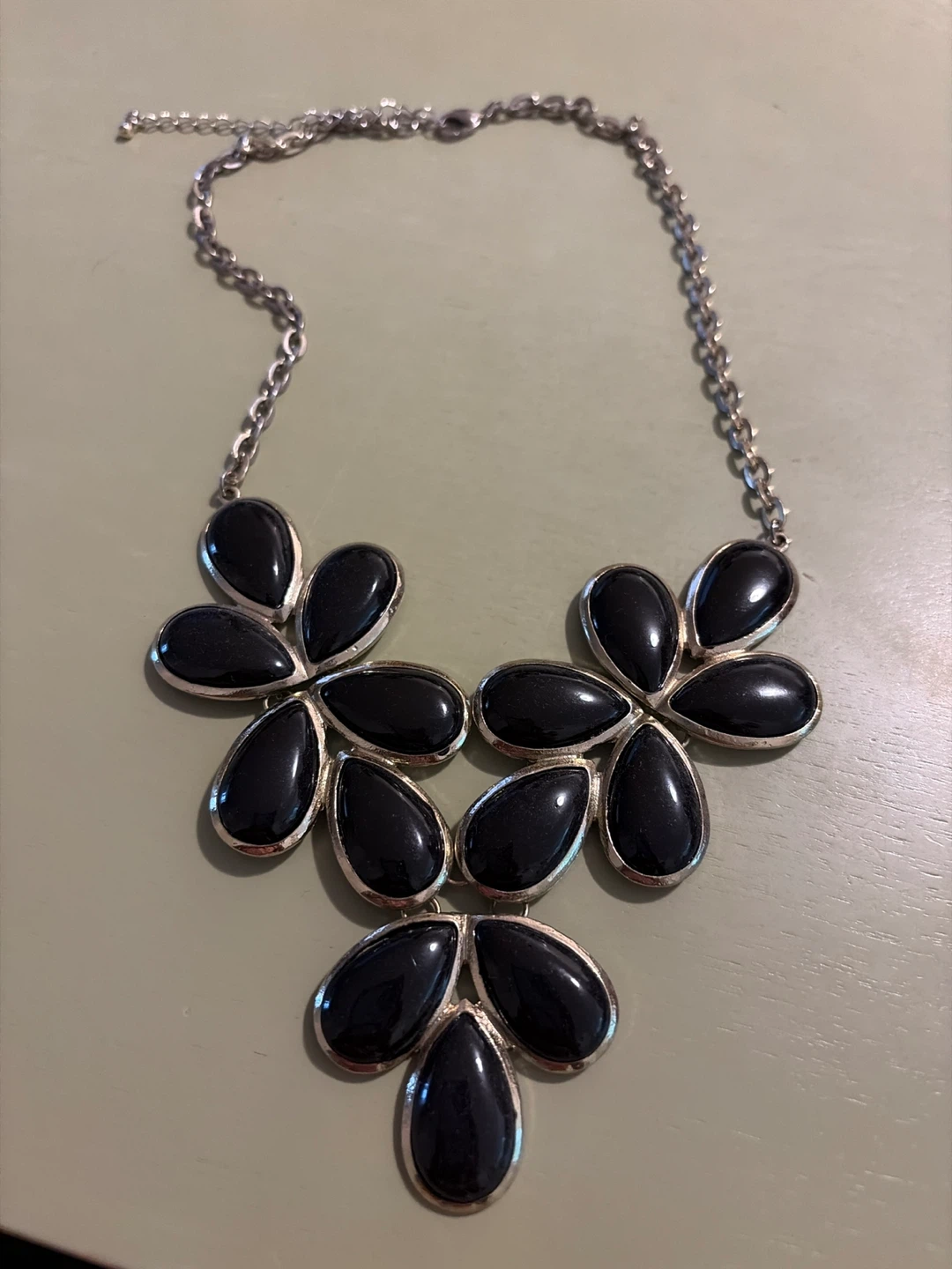 Black Teardrop Statement Necklace