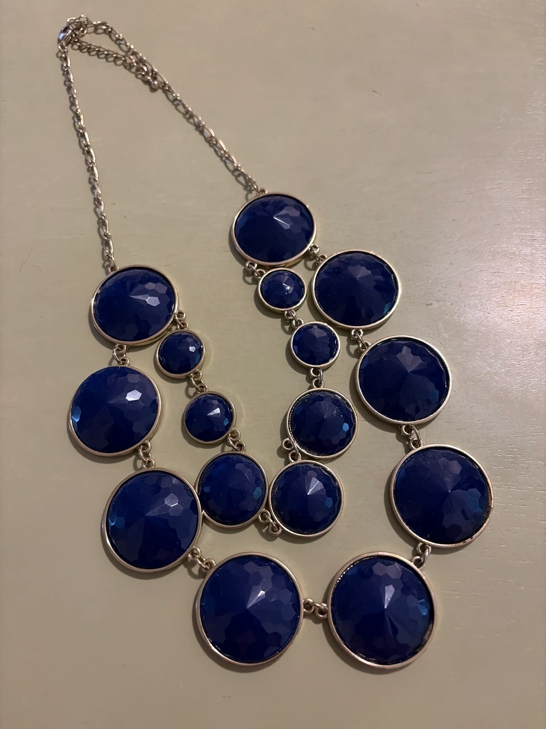 Layered Navy Blue Gem Necklace