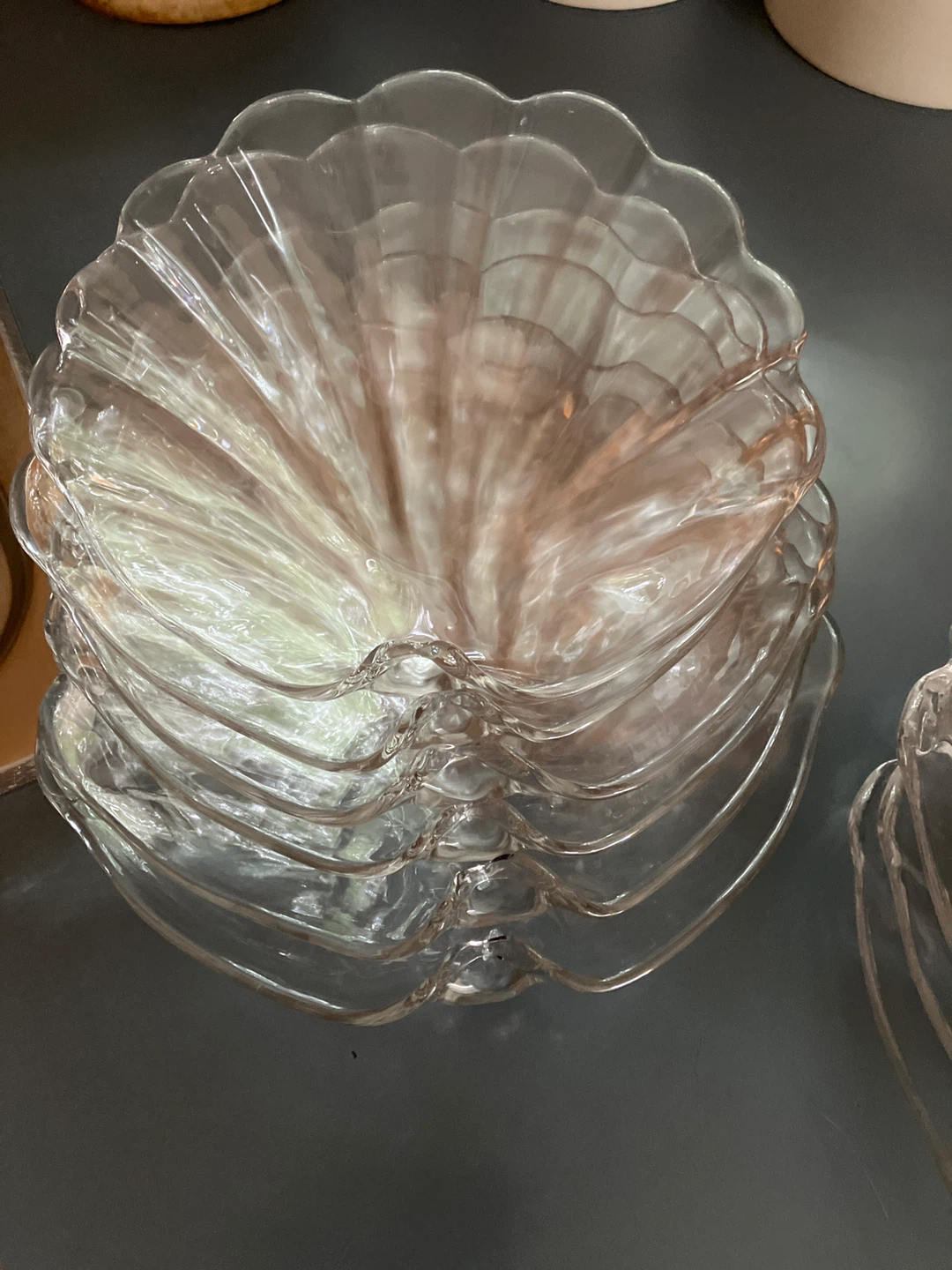 Set of 6 Clear Glass Shell-Shaped Dessert Plates - photo 2