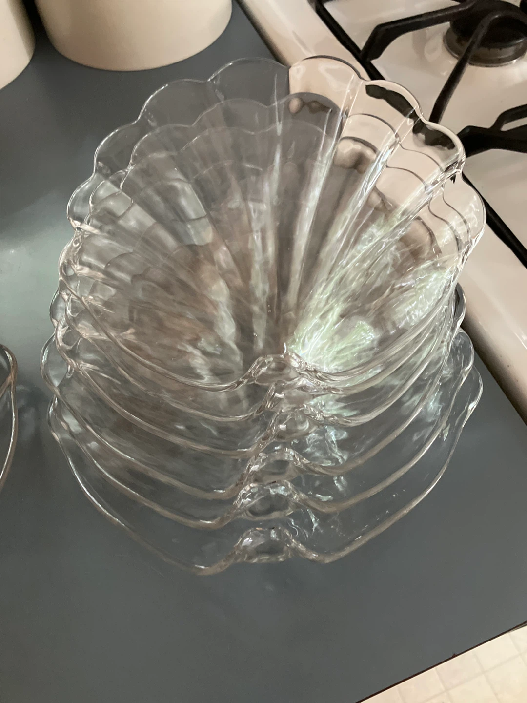 Set of 6 Clear Glass Shell-Shaped Dessert Plates - photo 3