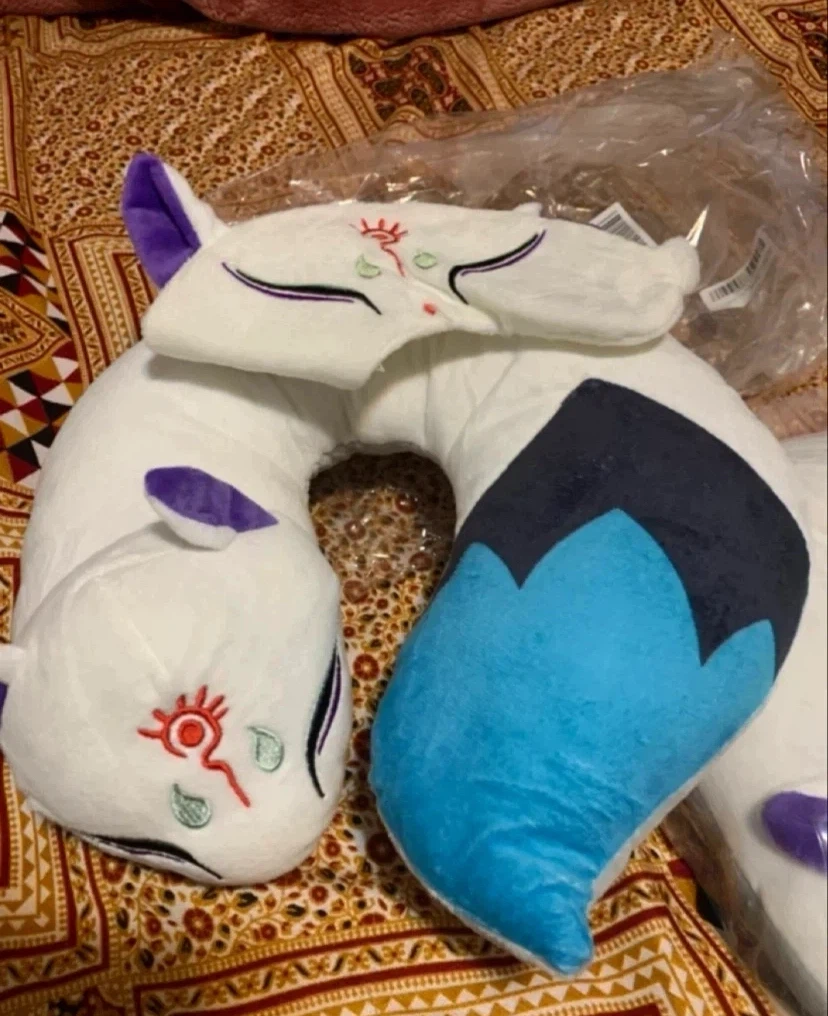 White Fox Plush Neck Pillow