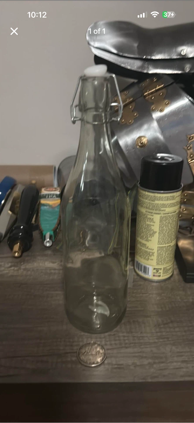 Large glass bottle reusable and sealable