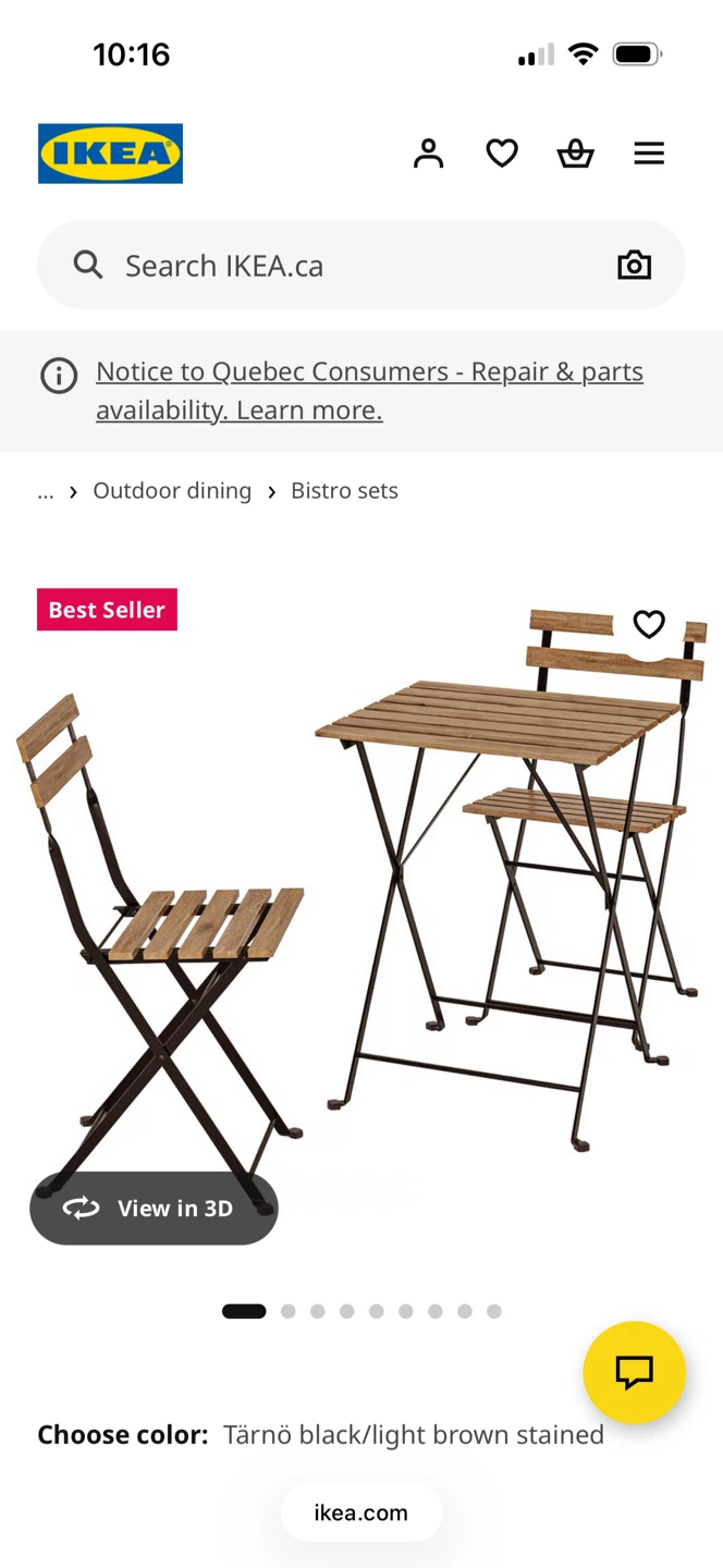 Bistro set, outdoor, black/light brown stained - photo 4