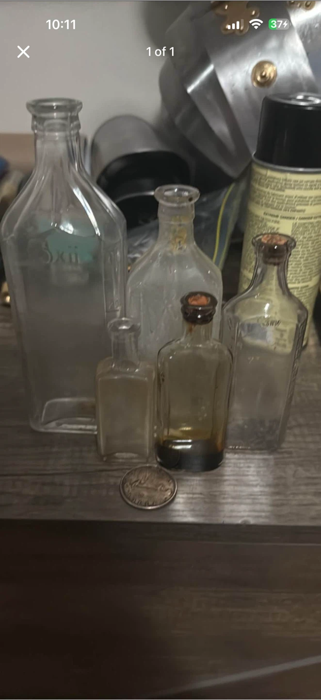 Lot of 5 glass bottles