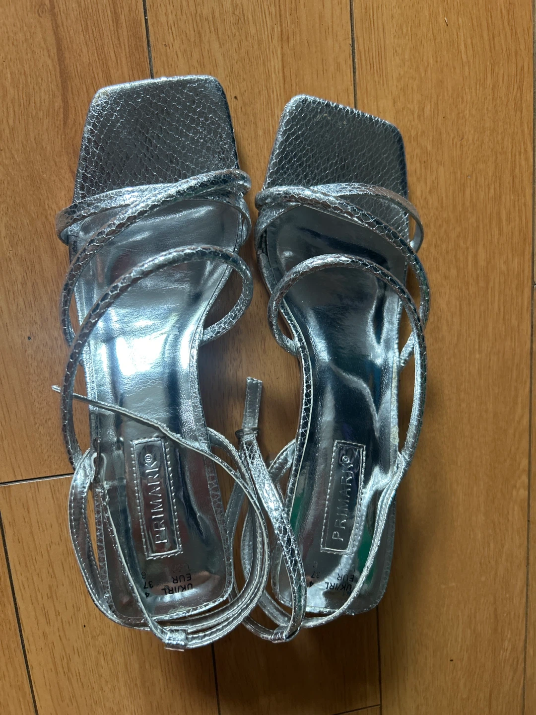Primark Silver Strappy Heeled Sandals Size 6