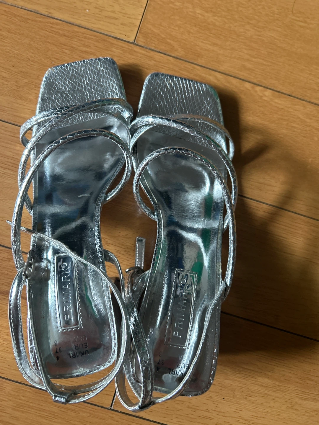 Primark Silver Strappy Heeled Sandals Size 6 - photo 2