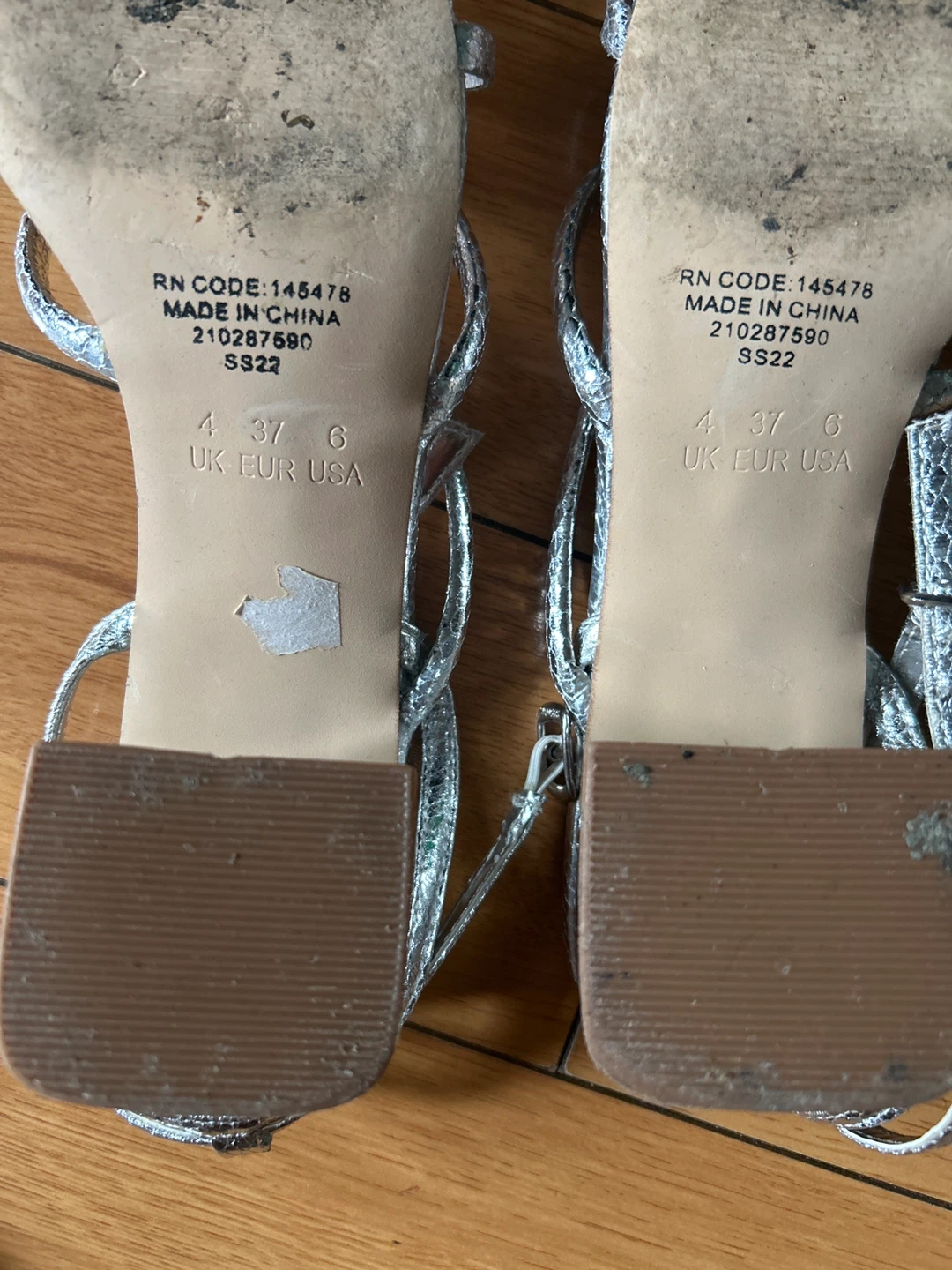 Primark Silver Strappy Heeled Sandals Size 6 - photo 3