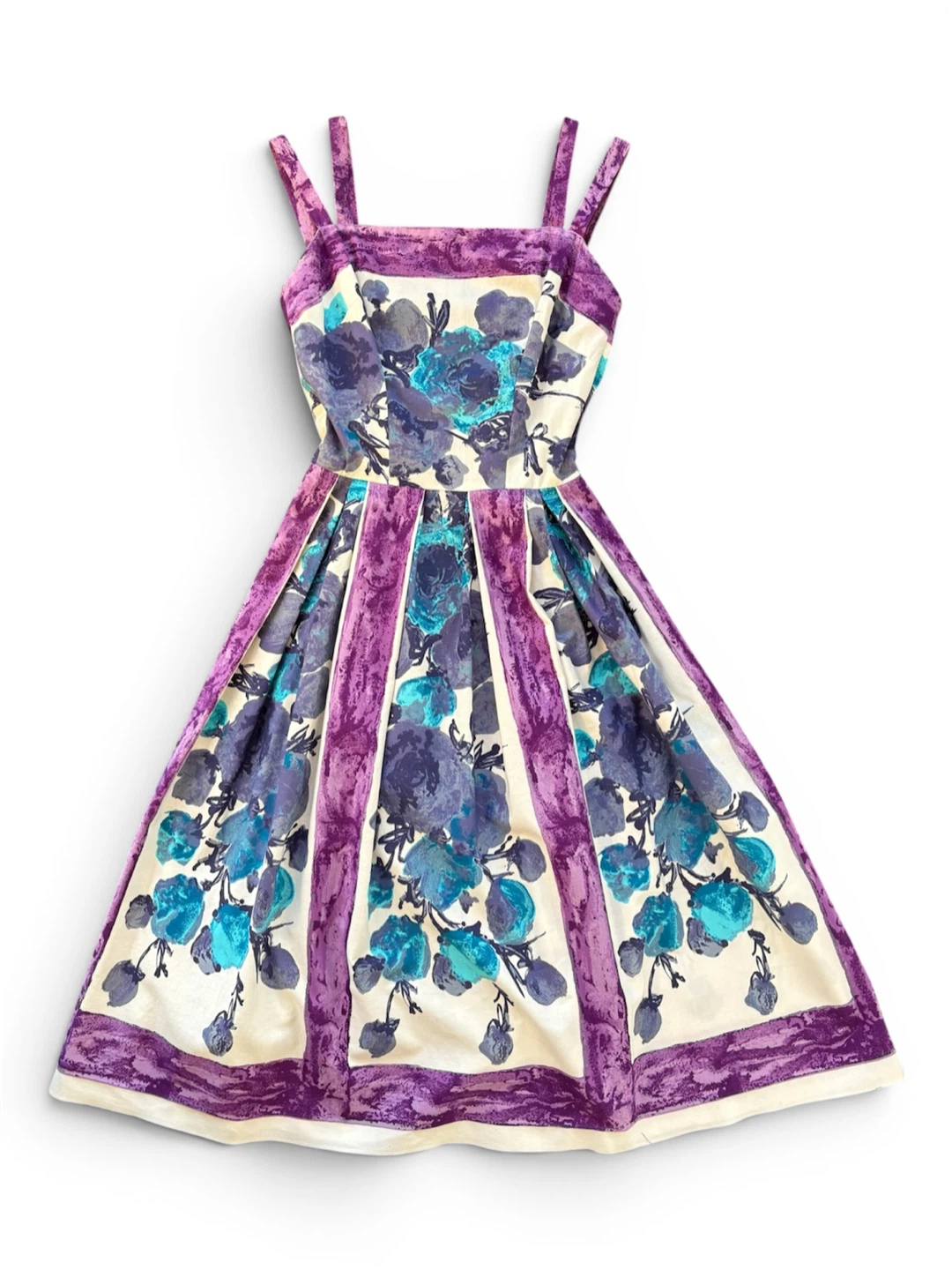 Vintage 1960s Floral Fit & Flare Dress XS
