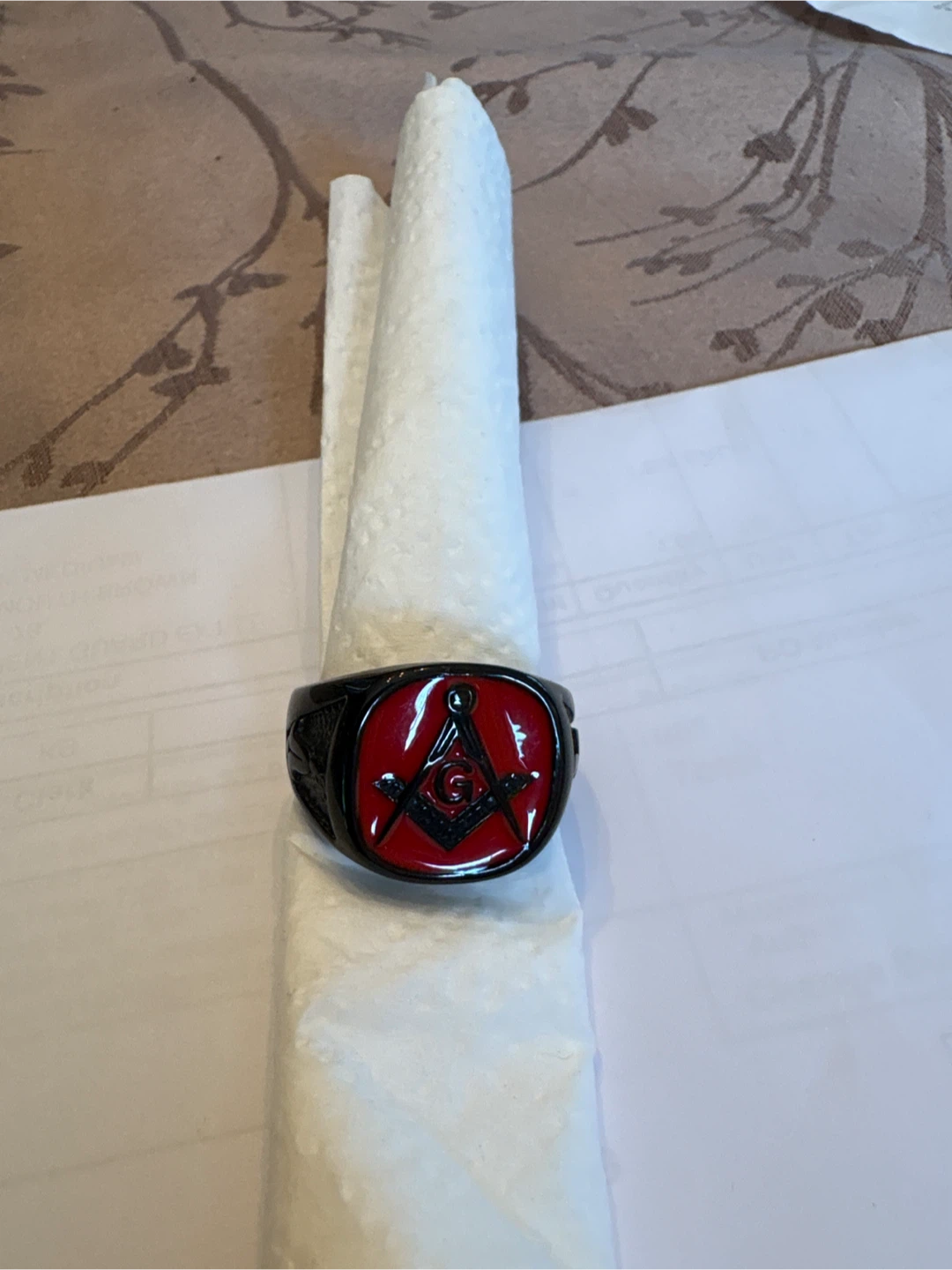 Masonic Ring - Red and Black