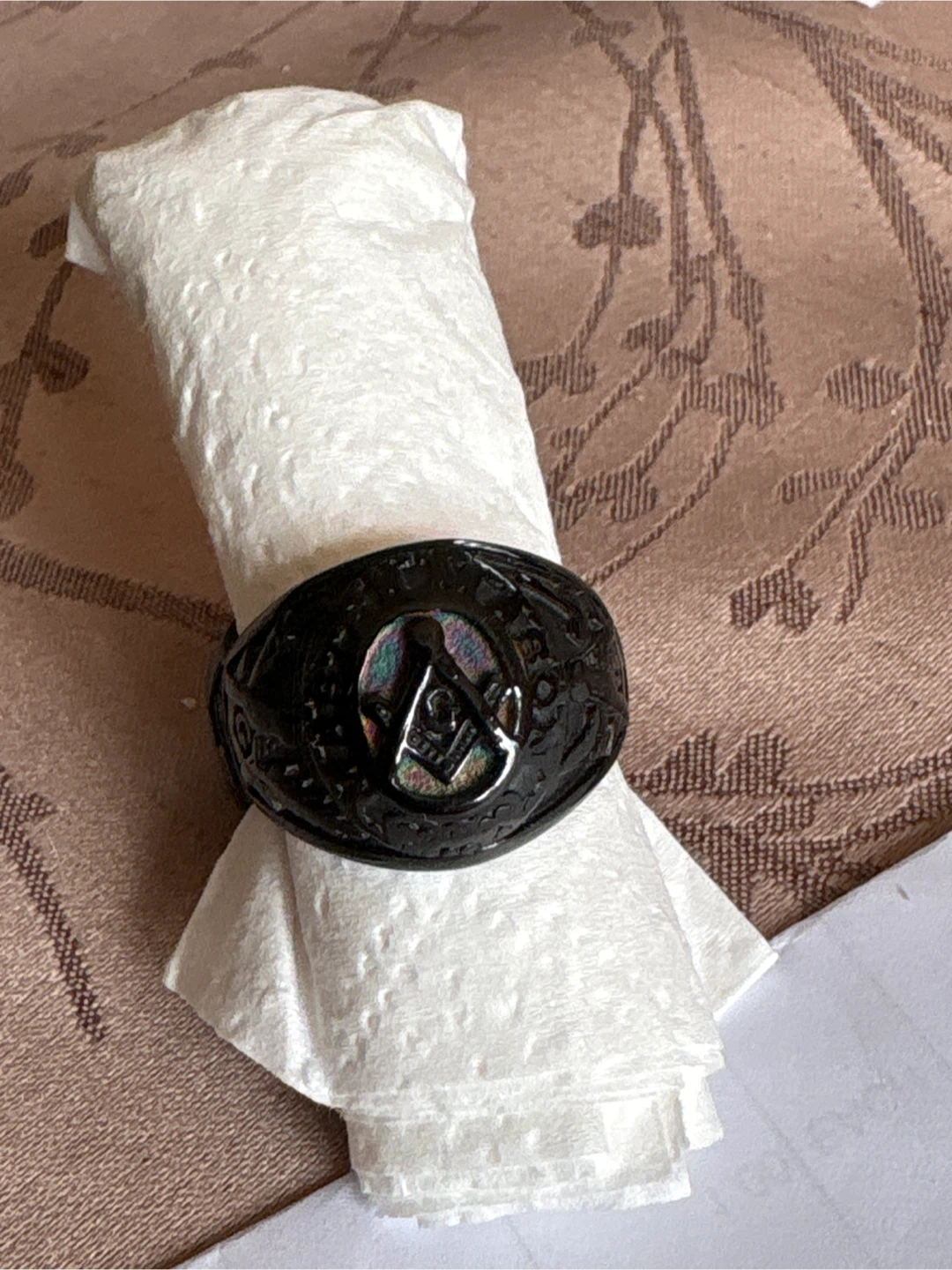 Masonic Ring with Square and Compasses Emblem