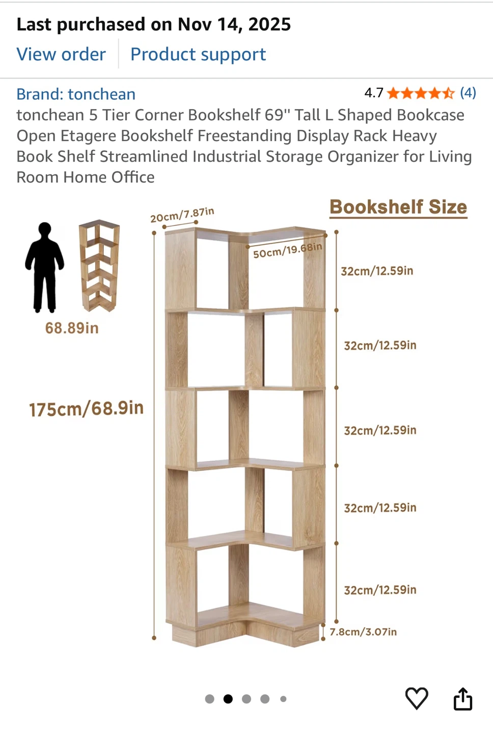 Tonchean 5 Tier Corner Bookshelf - photo 2