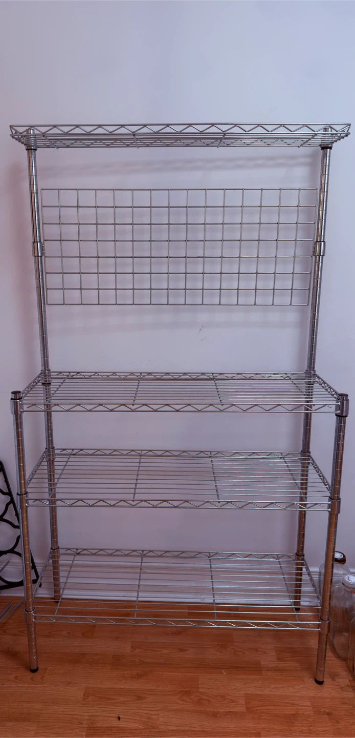 Chrome Wire Shelving Unit with Pegboard Back - photo 2