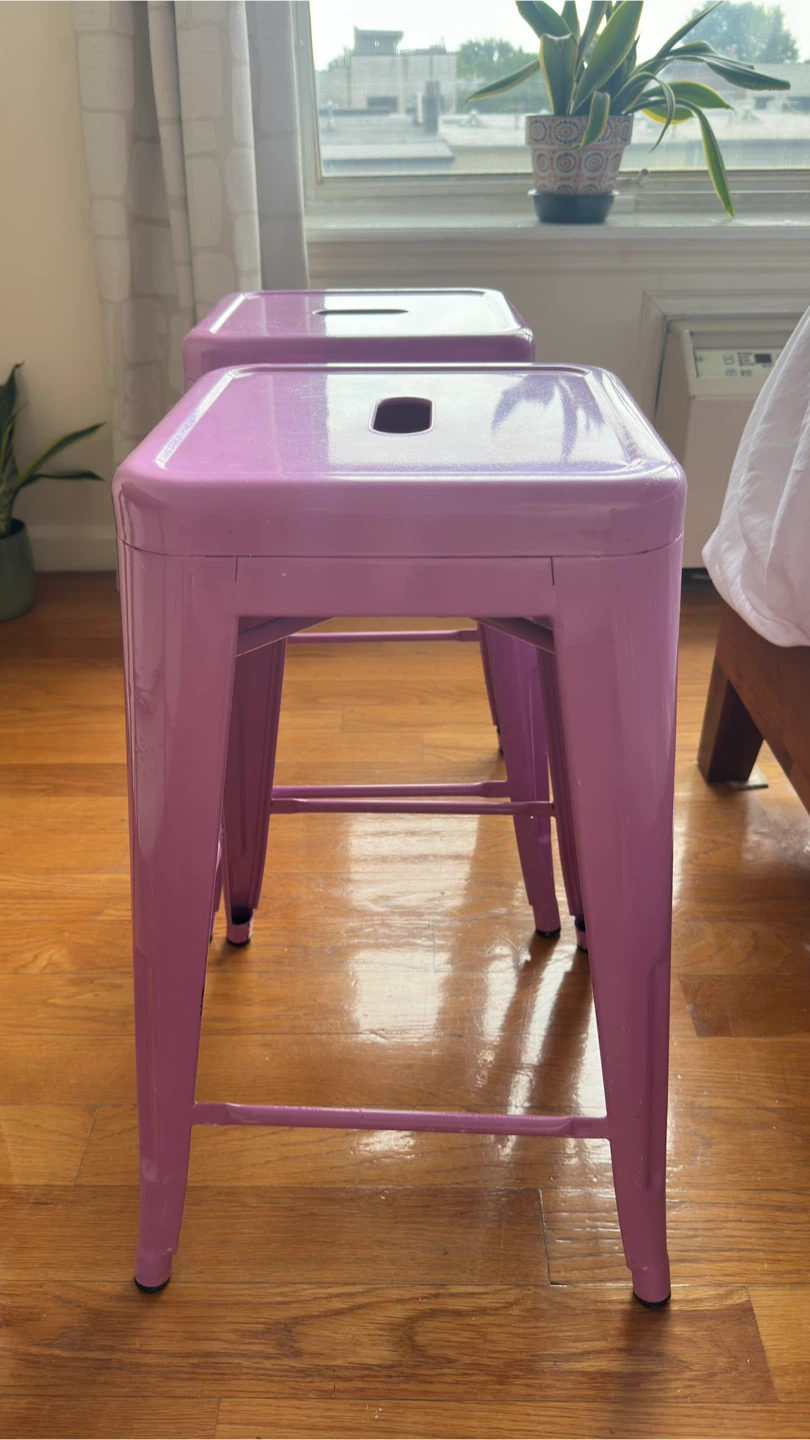 Purple Metal Stools (Set of 2)