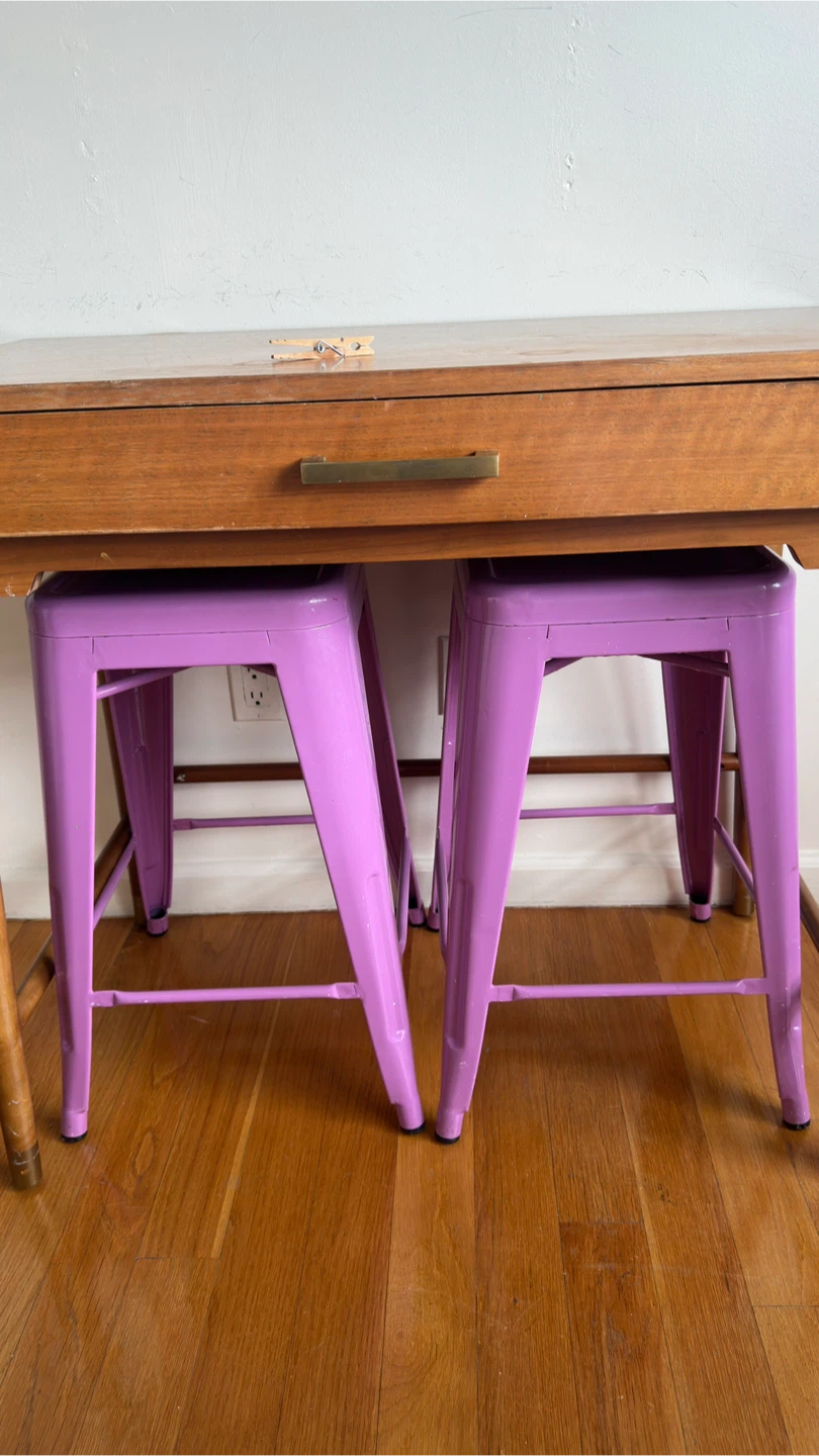 Purple Metal Stools (Set of 2) - photo 3