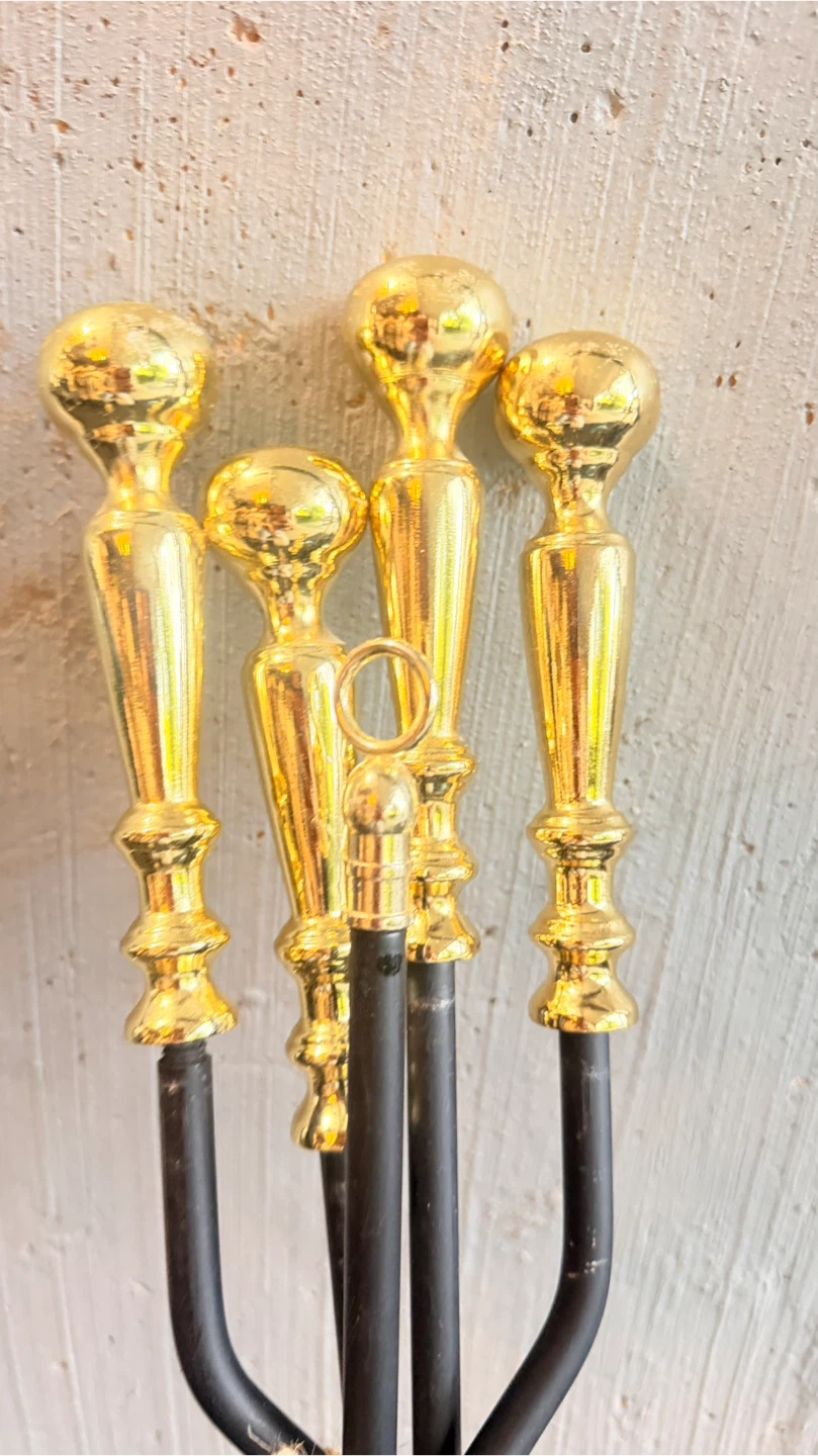 4-Piece Fireplace Tool Set with Stand - photo 2