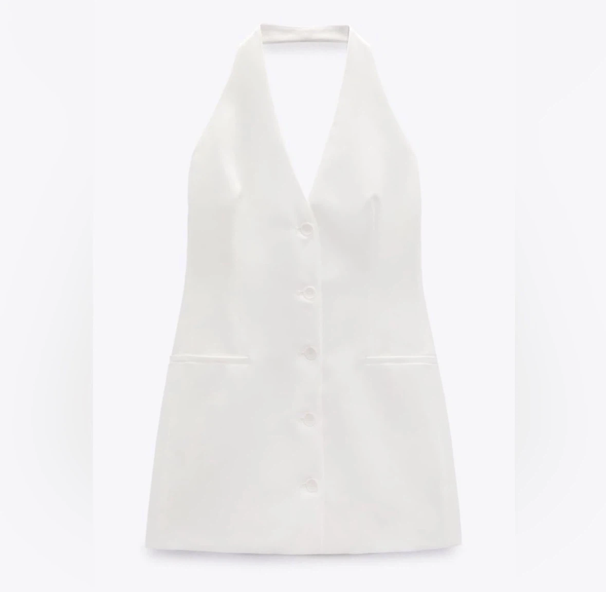 White Halterneck Mini Dress Zara size m - photo 2