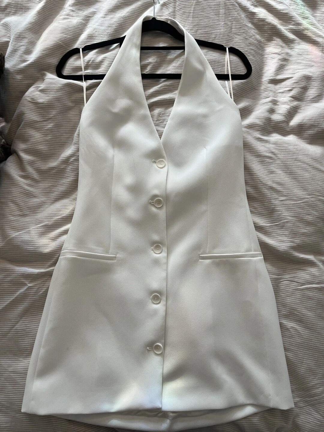 White Halterneck Mini Dress Zara size m - photo 4