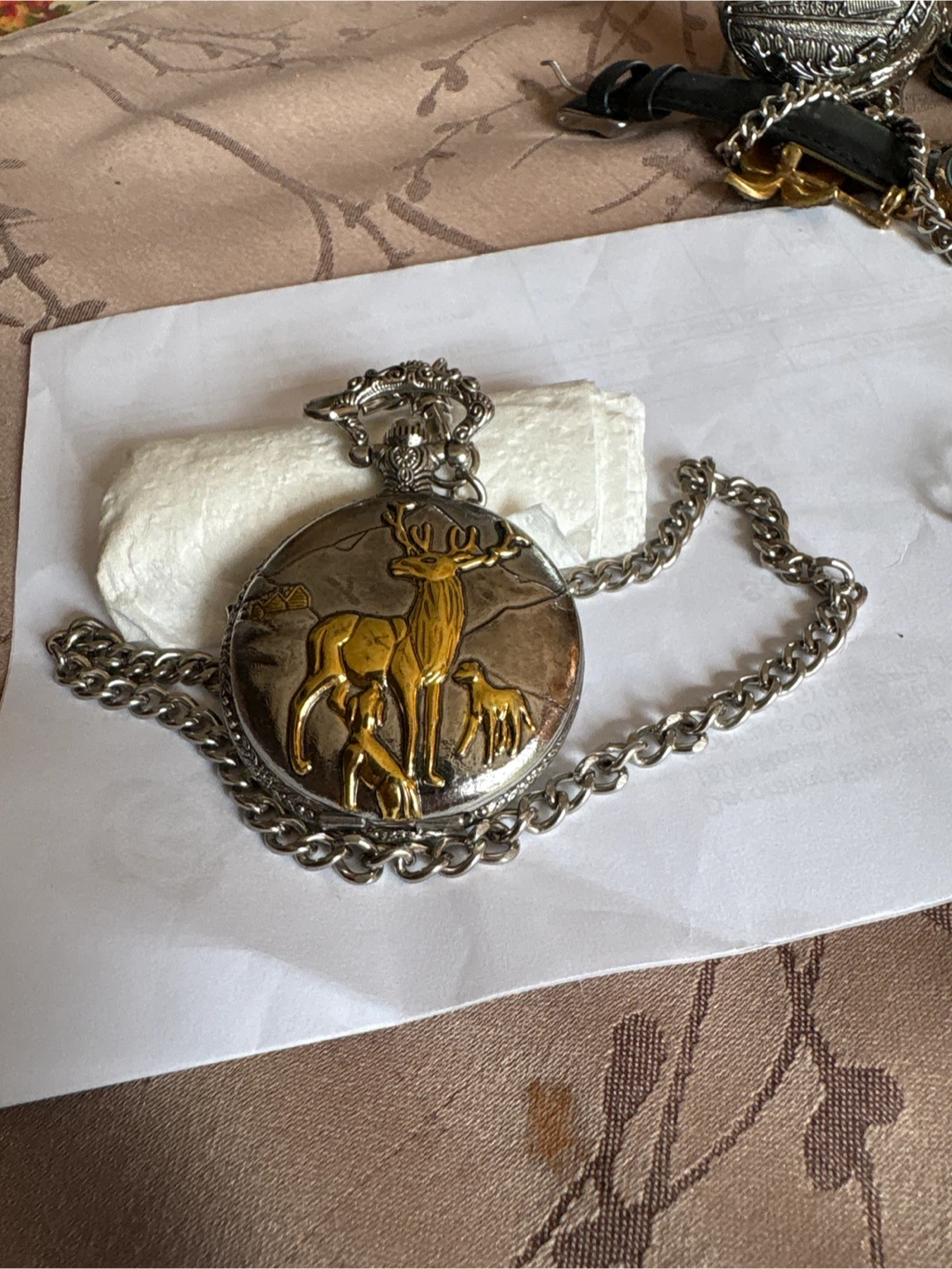 George Quartz Pocket Watch with Deer Motif