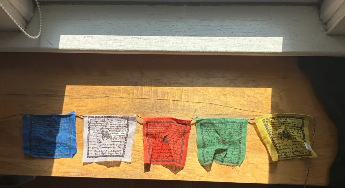 $3 small Windhorse 5 Tibetan Prayer Flags 3.5x 3.5 inch Donlands - photo 3