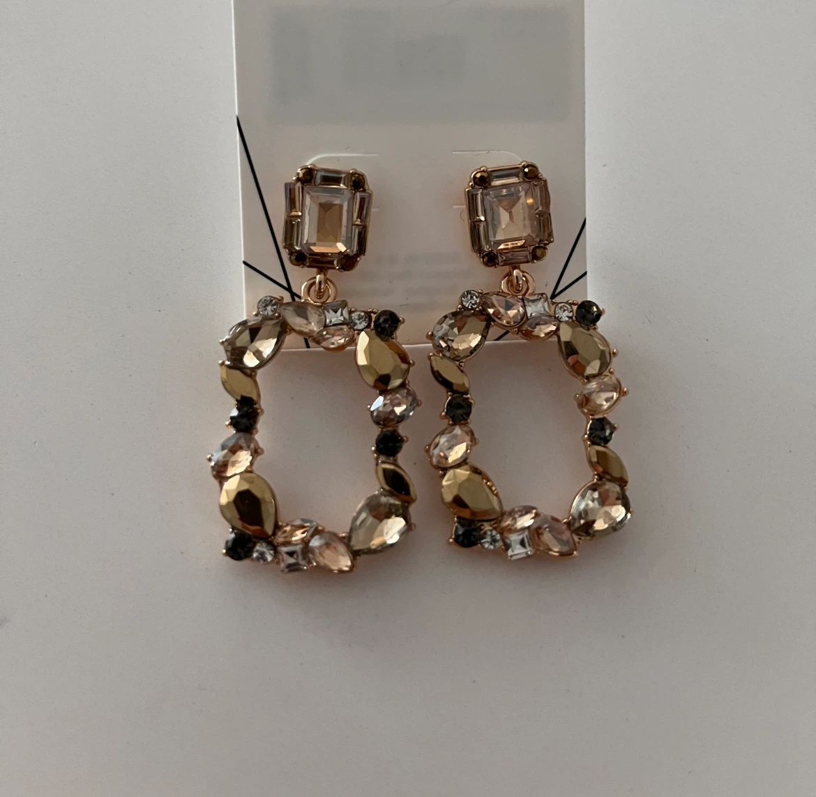 Rectangular Gem Dangle Earrings