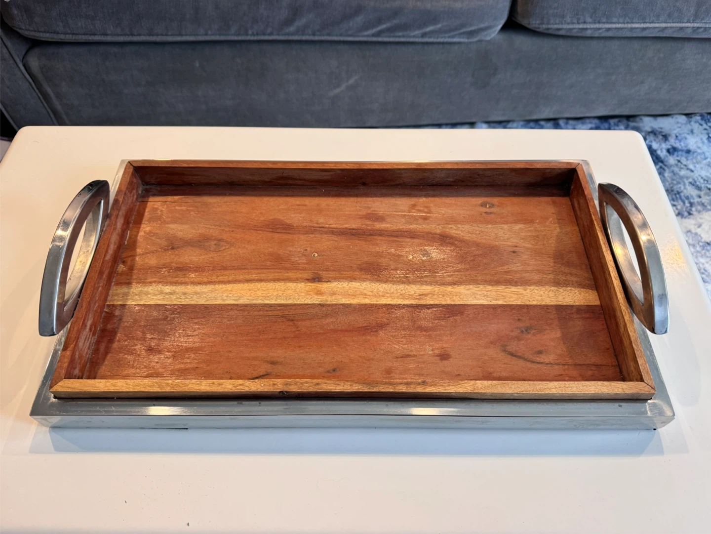 Wood and silver tray