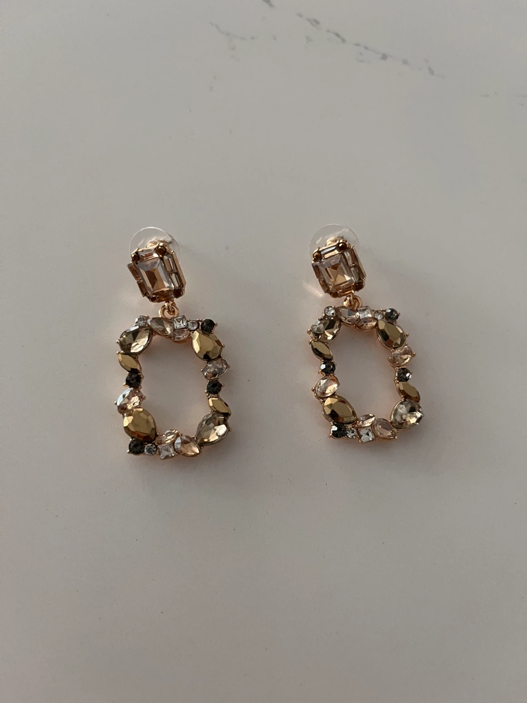 Rectangular Gem Dangle Earrings - photo 2
