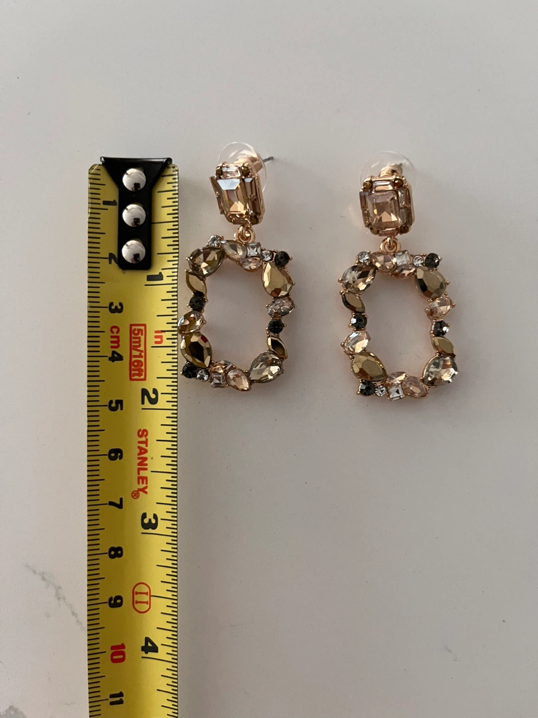 Rectangular Gem Dangle Earrings - photo 3