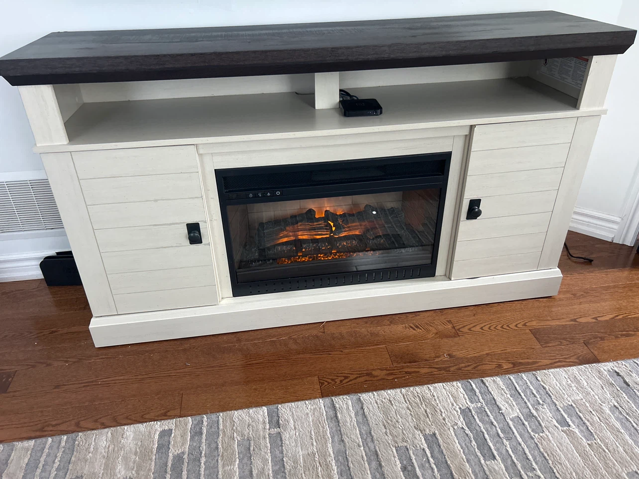White Farmhouse Electric Fireplace TV Stand - photo 2