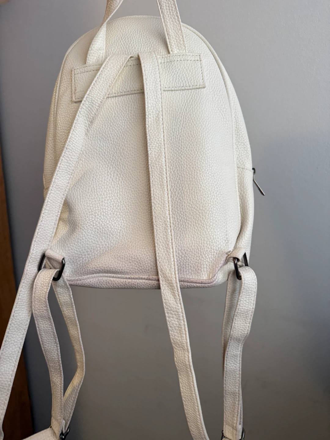 White Faux Leather Mini Backpack - photo 2