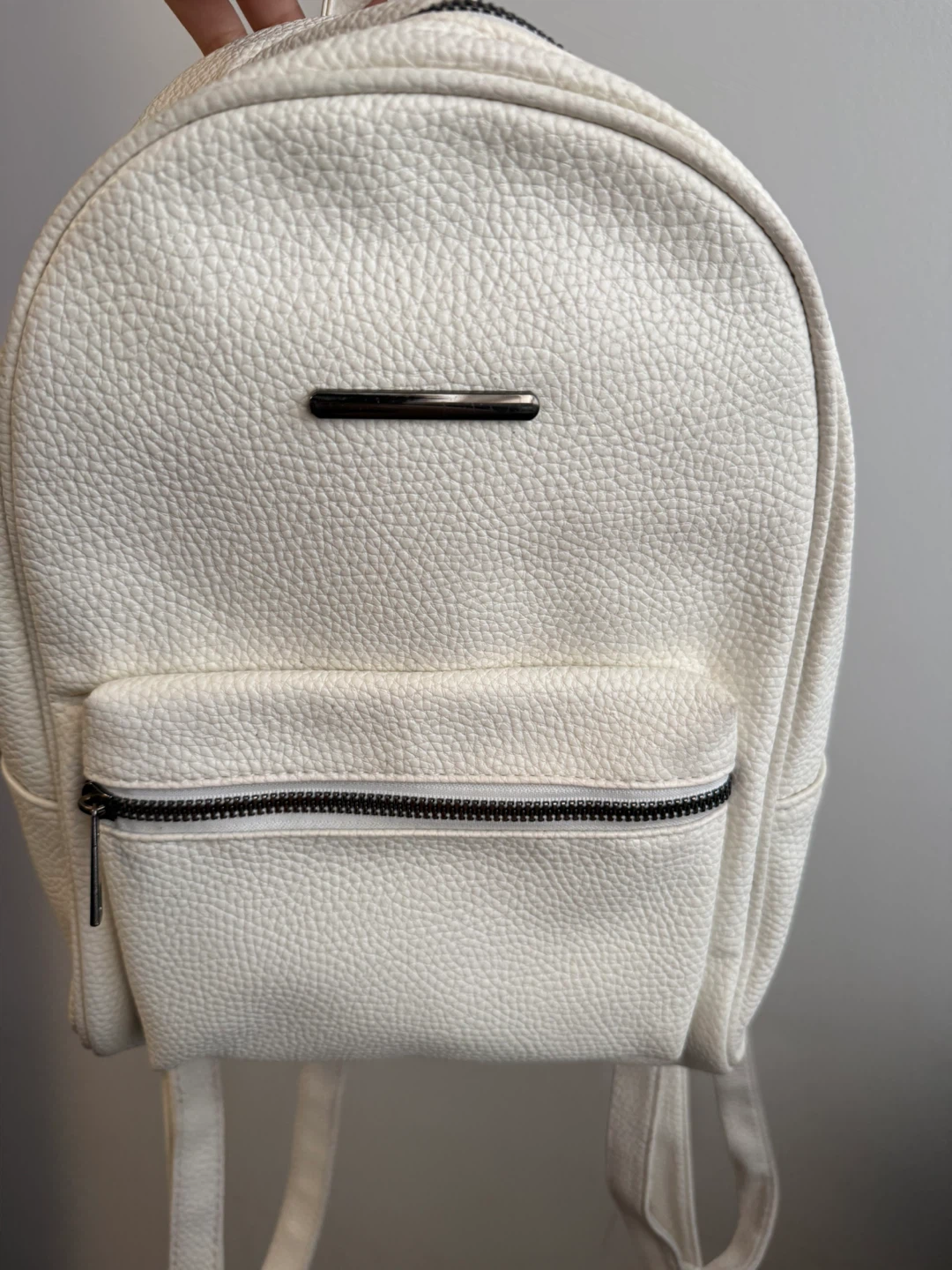 White Faux Leather Mini Backpack