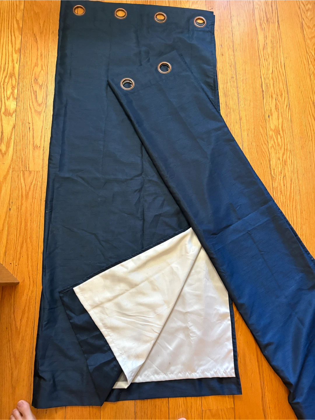 Navy Faux Silk Curtain Panel 54" x 63"